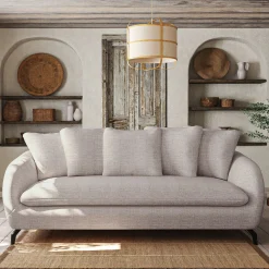 Canapé 3 places convertible en tissu tramé - beige roucas