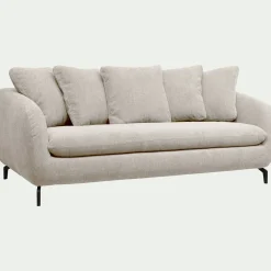 Canapé 3 places convertible en tissu tramé - beige roucas