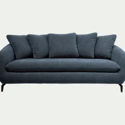 Canapé 3 places convertible en tissu tramé - bleu