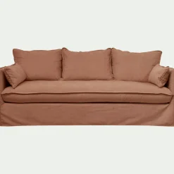 Canapé 4 places convertible en tissu wind - terracotta