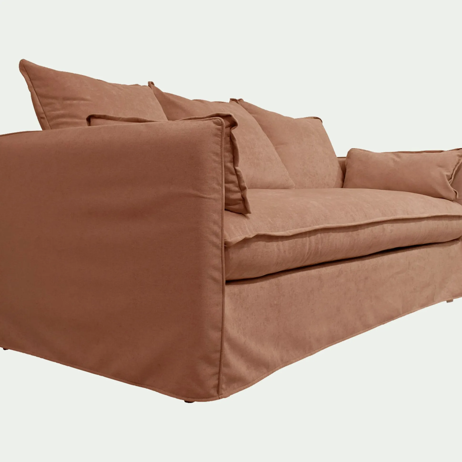 Canapé 4 places convertible en tissu wind - terracotta