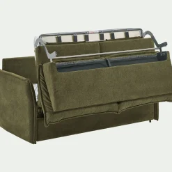 Canapé 3 places convertible en tissu avec matelas densité 25kg/m3 - vert cèdre