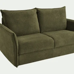 Canapé 3 places convertible en tissu avec matelas densité 25kg/m3 - vert cèdre