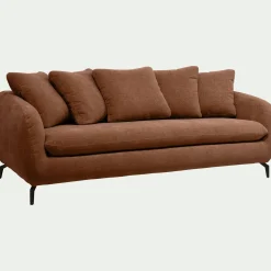 Canapé 4 places convertible en tissu tramé - brun rustrel