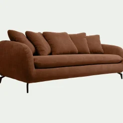 Canapé 4 places convertible en tissu tramé - brun rustrel