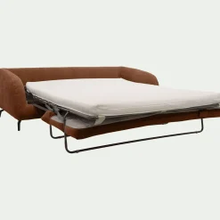 Canapé 4 places convertible en tissu tramé - brun rustrel