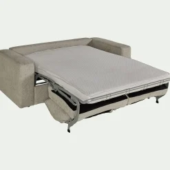 Canapé 3 places convertible en tissu chenille benjo - beige roucas