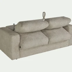 Canapé 3 places convertible en tissu chenille benjo - beige roucas