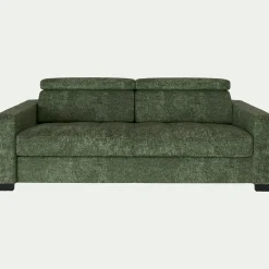 Canapé 3 places convertible en tissu genesis avec accoudoirs 20cm - vert cèdre