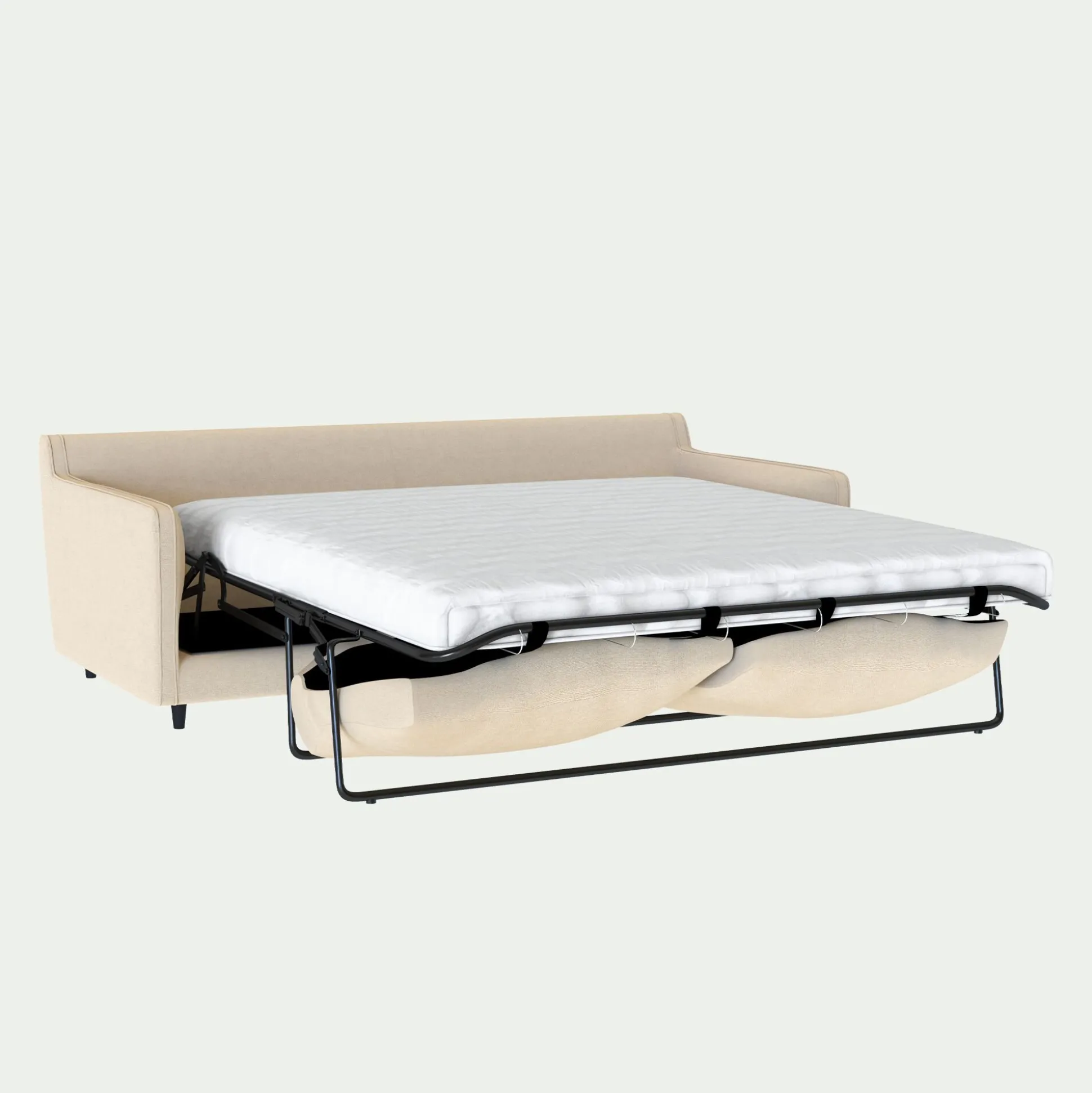 Canapé 4 places convertible matelas bultex en tissu joint - beige roucas