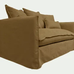Canapé 2 places convertible en tissu wind - bronze