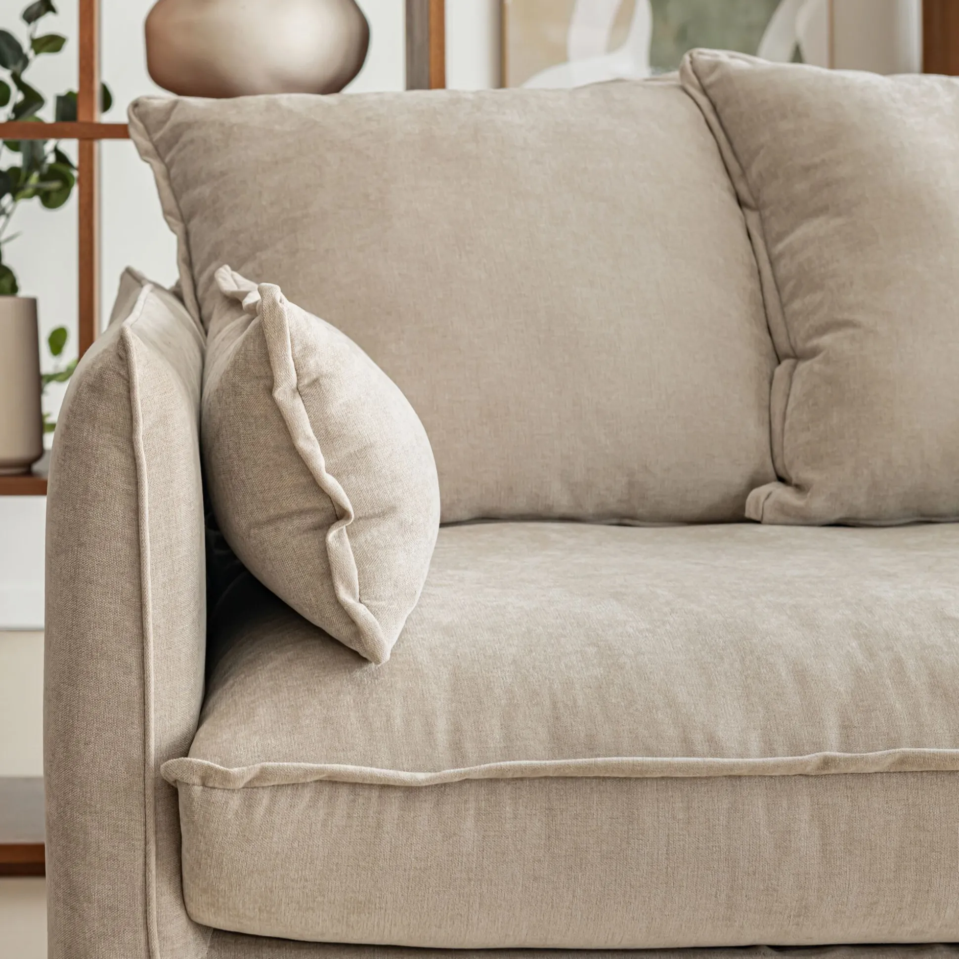 Canapé 3 places convertible en tissu wind - beige alpilles