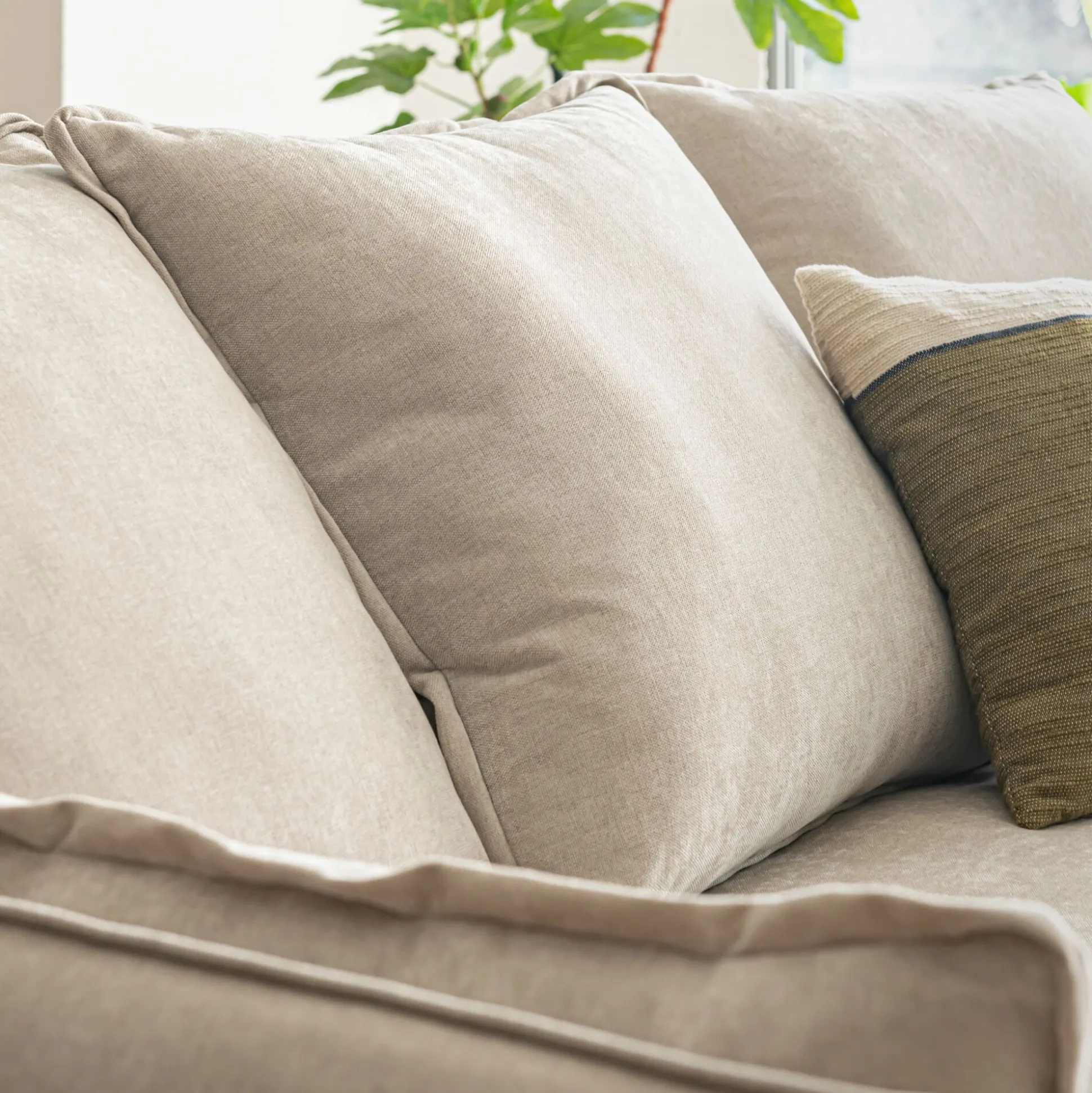 Canapé 3 places convertible en tissu wind - beige alpilles