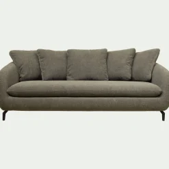 Canapé 4 places convertible en tissu doux - vert garrigue