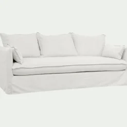 Canapé 4 places convertible en tissu wind - blanc écru