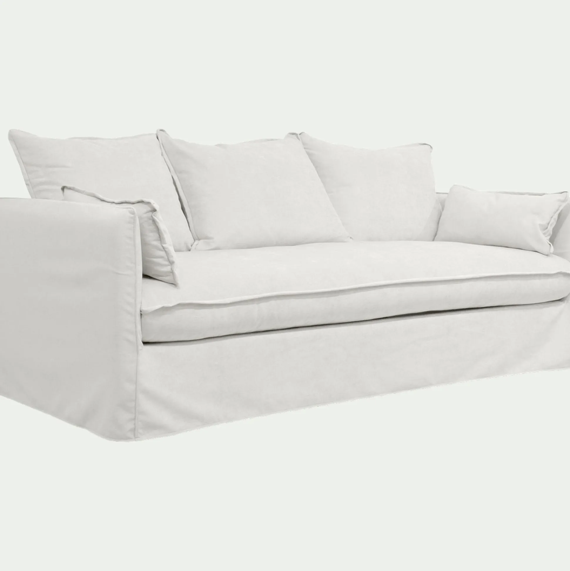 Canapé 4 places convertible en tissu wind - blanc écru