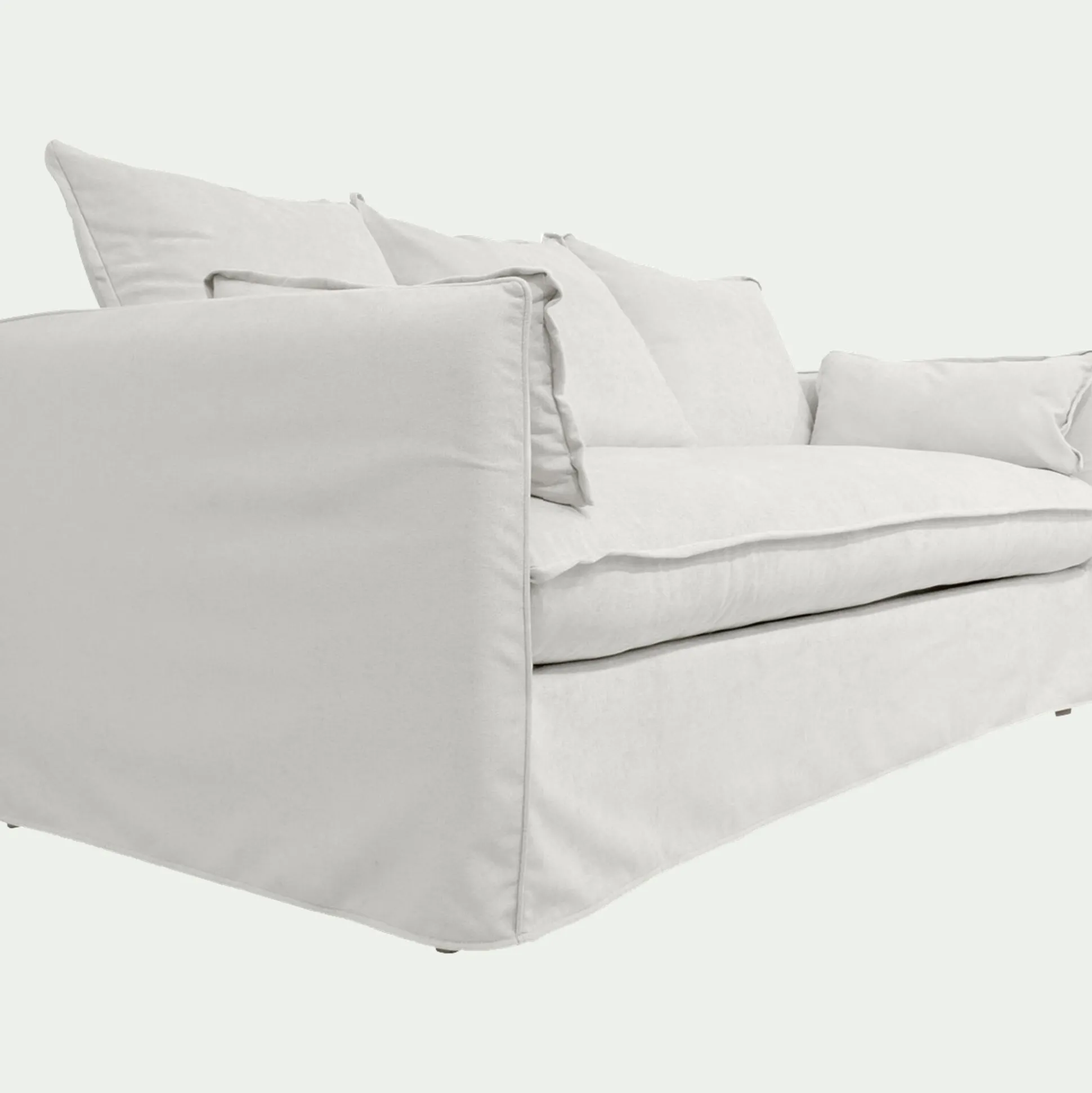 Canapé 4 places convertible en tissu wind - blanc écru