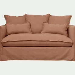 Canapé 2 places convertible en tissu wind - terracotta