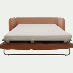 Canapé 2 places convertible en tissu wind - terracotta