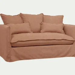 Canapé 2 places convertible en tissu wind - terracotta