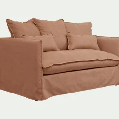 Canapé 2 places convertible en tissu wind - terracotta