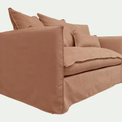 Canapé 2 places convertible en tissu wind - terracotta