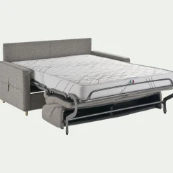 Canapé 4 places convertible en tissu matelas densité 35kg/m3 - gris