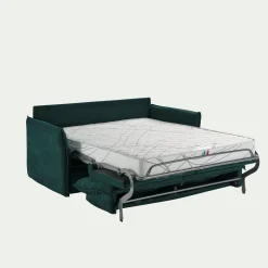 Canapé 3 places convertible en tissu avec matelas densité 35kg/m3 - bleu