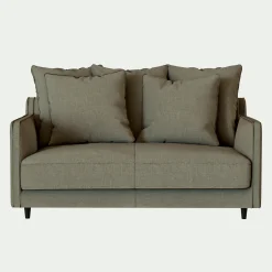 Canapé 2 places convertible matelas Bultex tissu mixte - vert cedre