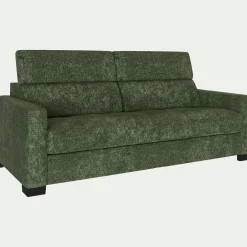 Canapé 3 places convertible en tissu genesis avec accoudoirs 15cm - vert cèdre