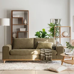 Canapé 3 places convertible en tissu crown - vert cèdre