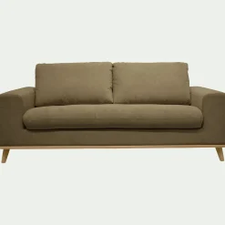 Canapé 3 places convertible en tissu crown - vert cèdre