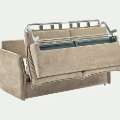 Canapé 3 places convertible en tissu avec matelas densité 25kg/m3 - beige roucas