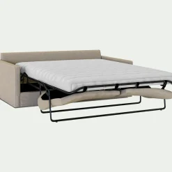 Canapé 3 places convertible avec matelas Bultex en lin et viscose - beiges alpilles