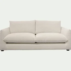 Canapé 3 places convertible en tissu Raven - blanc écru