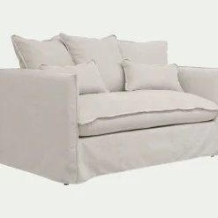 Canapé 2 places convertible en tissu wind - beige alpilles