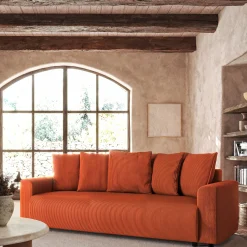 Canapé 4 places convertible en velours côtelé - brun rustrel