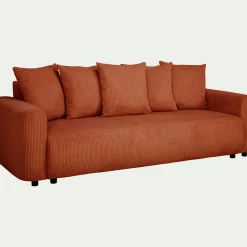 Canapé 4 places convertible en velours côtelé - brun rustrel
