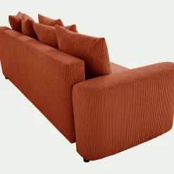 Canapé 4 places convertible en velours côtelé - brun rustrel