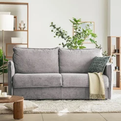 Canapé 4 places convertible en tissu Sogno avec matelas densité 35kg/m3 - gris moyen