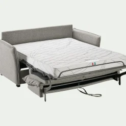 Canapé 4 places convertible en tissu Sogno avec matelas densité 35kg/m3 - gris moyen