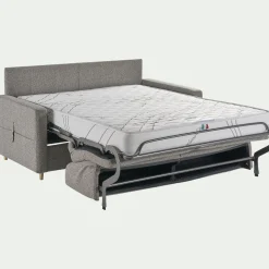 Canapé 3 places convertible en tissu matelas densité 35kg/m3 - gris