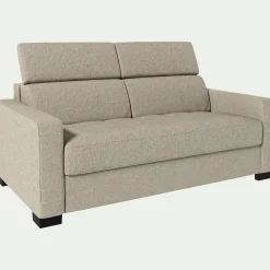 Canapé 2 places convertible en tissus pop avec accoudoirs 15cm - beige