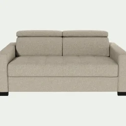 Canapé 2 places convertible en tissus pop avec accoudoirs 15cm - beige