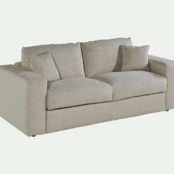 Canapé 3 places convertible bouclette dasco - blanc écru