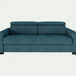 Canapé 3 places convertible en tissu monclar avec accoudoirs 15cm - bleu niolon