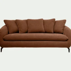 Canapé 3 places convertible en tissu tramé - brun rustrel