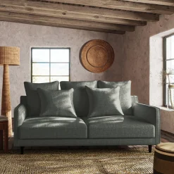 Canapé 3 places convertible en tissu - gris restanque