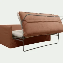 Canapé 3 places convertible en tissu wind - terracotta