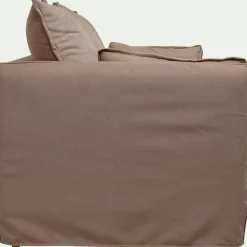 Canapé 3 places convertible en tissu wind - terracotta